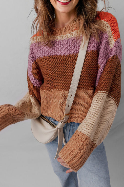 Relaxed Fit Wide Striped Chunky Knit Sweater