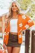 Relaxed Floral Pattern Open Front Knit Cardigan