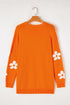 Relaxed Floral Pattern Open Front Knit Cardigan