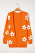 Relaxed Floral Pattern Open Front Knit Cardigan