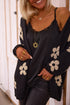 Relaxed Floral Pattern Open Front Knit Cardigan