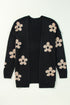 Relaxed Floral Pattern Open Front Knit Cardigan
