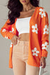 Relaxed Floral Pattern Open Front Knit Cardigan