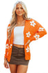 Relaxed Floral Pattern Open Front Knit Cardigan