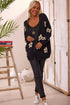 Relaxed Floral Pattern Open Front Knit Cardigan