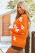 Relaxed Floral Pattern Open Front Knit Cardigan