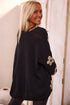 Relaxed Floral Pattern Open Front Knit Cardigan
