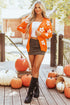 Relaxed Floral Pattern Open Front Knit Cardigan