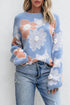 Relaxed Floral Pattern Pom Pom Pullover Sweater