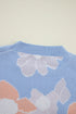 Relaxed Floral Pattern Pom Pom Pullover Sweater