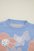 Relaxed Floral Pattern Pom Pom Pullover Sweater
