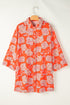 Relaxed Floral Print Button Down Shirt Dress