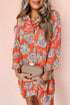 Relaxed Floral Print Button Down Shirt Dress