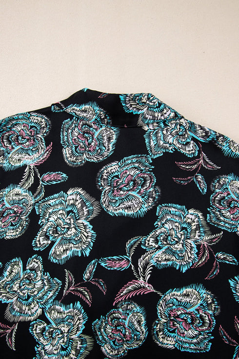 Relaxed Floral Print Button Down Shirt Dress
