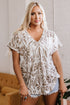 Relaxed Floral Print Short Sleeve V Neck Blouse