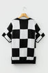 Relaxed Geometric Check Short Sleeve Knit Sweater