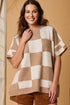 Relaxed Geometric Check Short Sleeve Knit Sweater