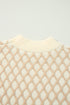 Relaxed Geometric Diamond Pattern Mock Neck Knit Sweater