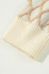 Relaxed Geometric Diamond Pattern Mock Neck Knit Sweater