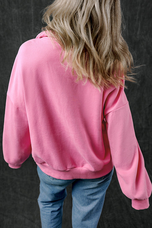 Relaxed Half Zip Kangaroo Pocket Pullover Sweatshirt