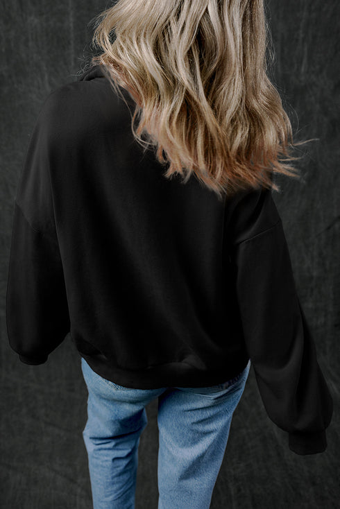 Relaxed Half Zip Kangaroo Pocket Pullover Sweatshirt