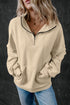 Relaxed Half Zip Kangaroo Pocket Pullover Sweatshirt