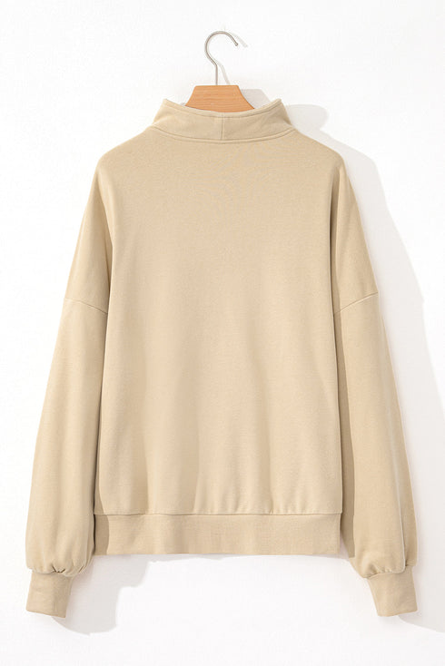 Relaxed Half Zip Kangaroo Pocket Pullover Sweatshirt