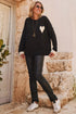 Relaxed Heart Motif Drop Shoulder Knit Sweater