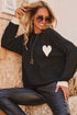 Relaxed Heart Motif Drop Shoulder Knit Sweater