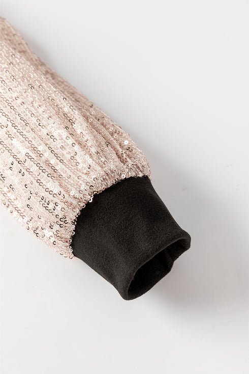 Relaxed Knit Sequin Bishop Sleeve Mini Dress
