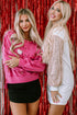 Relaxed Knit Sequin Bishop Sleeve Mini Dress