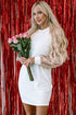 Relaxed Knit Sequin Bishop Sleeve Mini Dress