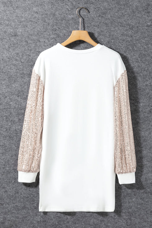 Relaxed Knit Sequin Bishop Sleeve Mini Dress