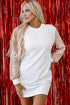 Relaxed Knit Sequin Bishop Sleeve Mini Dress