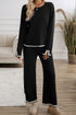 Relaxed Knit Split Hem Tipped Border Lounge Set