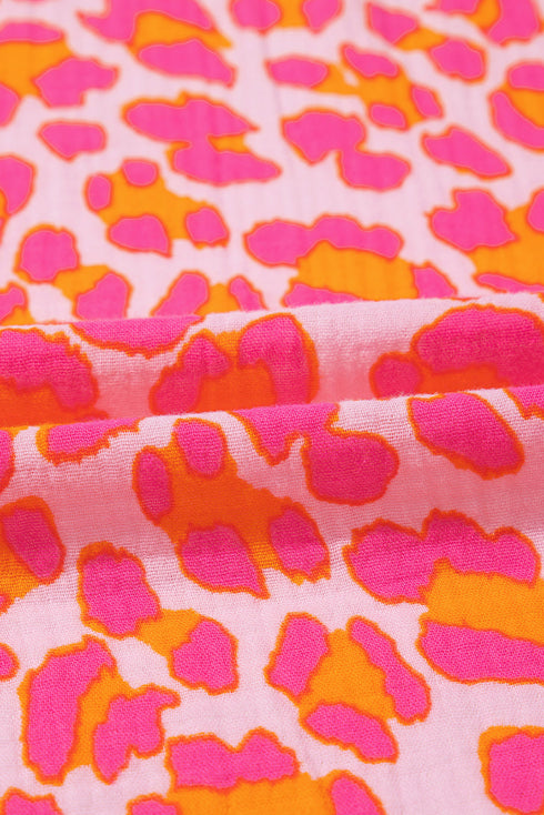 Relaxed Leopard Print Button Front Collared Shirt