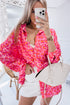 Relaxed Leopard Print Button Front Collared Shirt