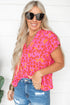 Relaxed Leopard Print V Neck Flutter Sleeve Blouse