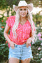 Relaxed Leopard Print V Neck Flutter Sleeve Blouse