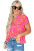 Relaxed Leopard Print V Neck Flutter Sleeve Blouse