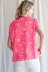 Relaxed Leopard Print V Neck Flutter Sleeve Blouse