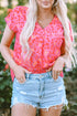 Relaxed Leopard Print V Neck Flutter Sleeve Blouse