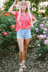 Relaxed Leopard Print V Neck Flutter Sleeve Blouse
