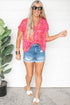 Relaxed Leopard Print V Neck Flutter Sleeve Blouse
