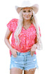 Relaxed Leopard Print V Neck Flutter Sleeve Blouse