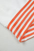 Relaxed Mixed Stripe Drop Shoulder Long Sleeve V Neck Top