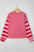 Relaxed Mixed Stripe V Neck Pullover Top