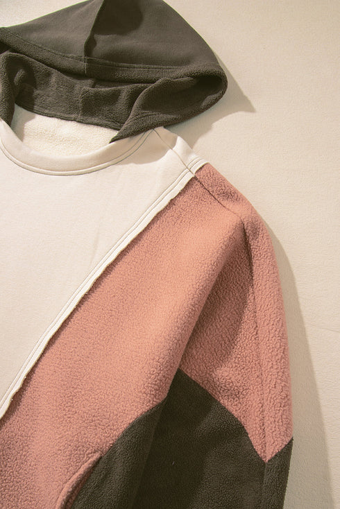 Relaxed Mixed Texture Exposed Seam Pullover Sweatshirt