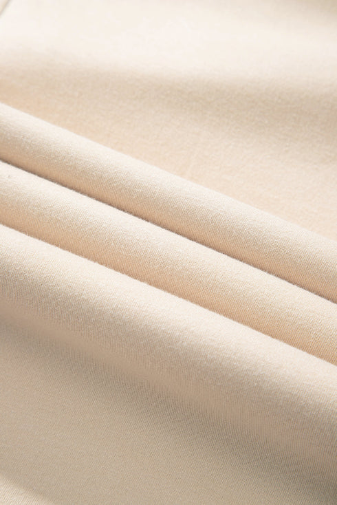 Relaxed Mixed Texture Exposed Seam Pullover Sweatshirt