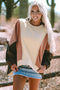 Relaxed Mixed Texture Exposed Seam Pullover Sweatshirt